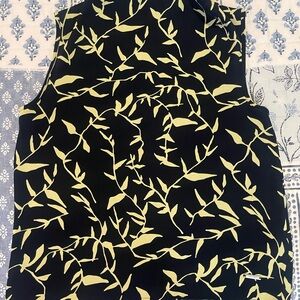 Calvin Klein Black and Yellow Leaf Print Blouse